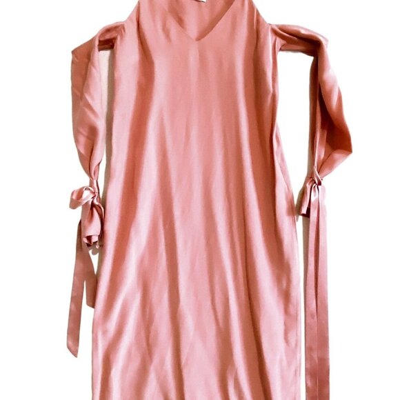 ASOS silk satin cold shoulder midi dress in rose pink, Size 0 - Picture 7 of 12